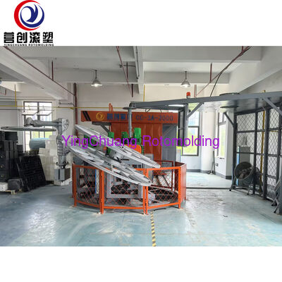 شراء CC-3A-2000 الدوارة الدوارة Rotomolder، ثلاث محطات إنتاج متزامن لمعدات صب البلاستيك الدورانية تصنيع عبر الإنترنت