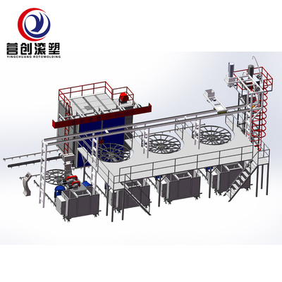 آلة Rotomolding متعددة الأذرع للمنتجات البلاستيكية PE PP HDPE LDPE LLDPE